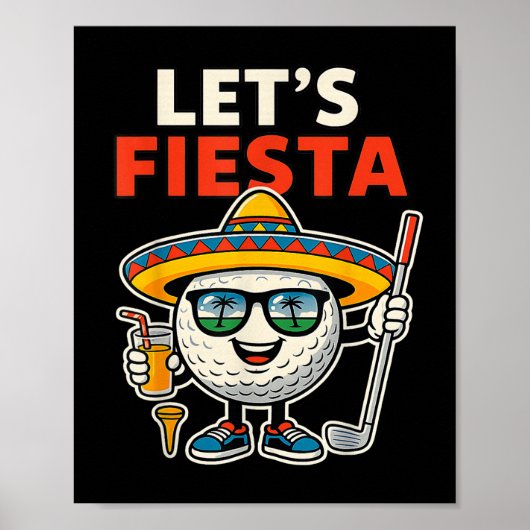 Laat Ons Feest Cinco De Mayo Golfbal Sombrero Golf Poster (Voorkant)