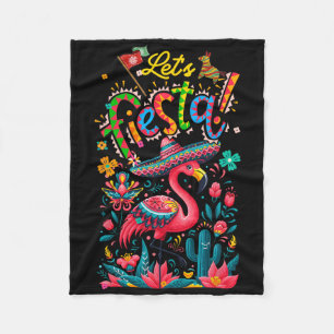 Laat Ons Feest Mexican Roze Flamingo Cinco De Mayo Fleece Deken