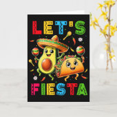 Laat ons feestvieren Taco Avocado Grappig Cinco De Kaart (Gele Bloem)