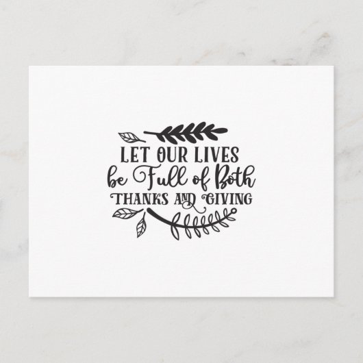 Laat Ons Leven Vol Zijn van Dank en Geven Briefkaart (Voorkant)