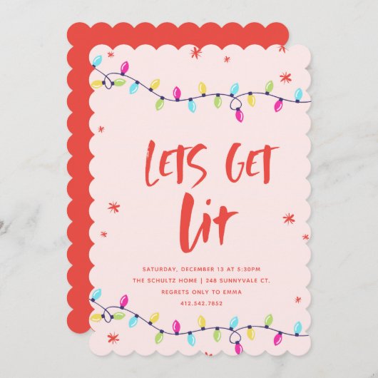 Laat ons Lit Nieuwe Jaren Uitnodiging van de Parti (Voorkant / Achterkant)