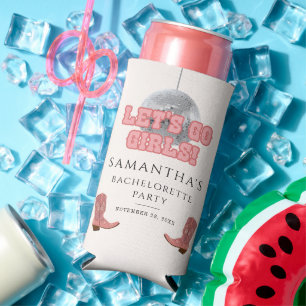 Laat ons meiden naar Disco Cowgirl Bachelorette Seltzer Blikjeskoeler