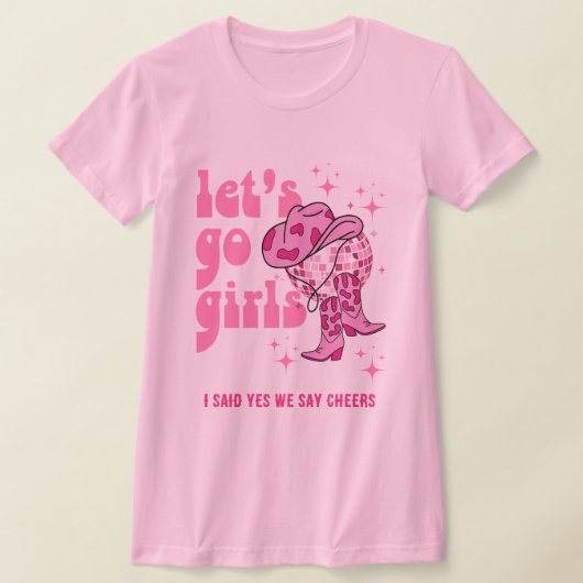 Laat ons meiden naar Disco Cowgirl Bachelorette T-shirt (Laagn)