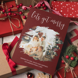 Laat ons Merry ophalen   Kerstmis met geborsteld e Feestdagenkaart