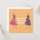 Laat ons ongeschikte Funny Retro Birthday Flat Kaart (Voorkant / Achterkant in situ)