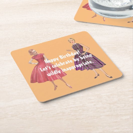 Laat ons ongeschikte Funny Retro Birthday zijn Kartonnen Onderzetters (Schuin)