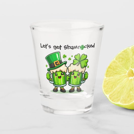 Laat ons Shamrocked St. Patrick's Day Kabouter wor Shot Glas (Voorkant)