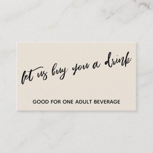 Laat ons u een Drink moderne handschriftcrème kope Informatiekaartje (Voorkant)