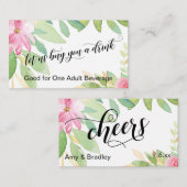 Laat ons u een Drink Script Flowers Drink Ticket k Informatiekaartje (Voorkant / Achterkant)