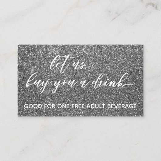 Laat ons u een Drink, Silver Glitter Vouchers kope Kortingskaartje (Voorkant)