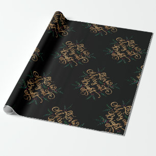 Laat ons vrolijk en stralend zijn Goud Folie Typog Cadeaupapier