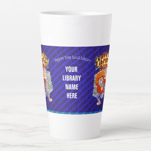 Laat onze bibliotheken met rust! latte mok (Voorkant)