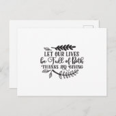 Laat onze levens vol zijn van dank en geven briefkaart (Voorkant / Achterkant)