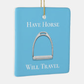 "Laat paarden reizen" Roep strijkijzer op blauw Keramisch Ornament (Rechts)