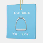 "Laat paarden reizen" Roep strijkijzer op blauw Keramisch Ornament (Links)