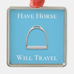 "Laat paarden reizen" Roep strijkijzer op blauw Metalen Ornament