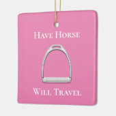 "Laat paarden reizen" Roze roze roeststrijkijzer Keramisch Ornament (Links)
