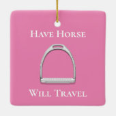 "Laat paarden reizen" Roze roze roeststrijkijzer Keramisch Ornament (Achterkant)