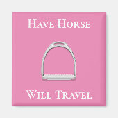 "Laat paarden reizen" Roze roze roeststrijkijzer Magneet (Voorkant)