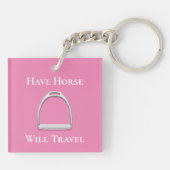 "Laat paarden reizen" Roze roze roeststrijkijzer Sleutelhanger (Achterkant)