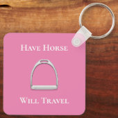 "Laat paarden reizen" Roze roze roeststrijkijzer Sleutelhanger (Achterkant)