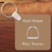 "Laat paarden reizen" Stirrup Iron Brown Sleutelhanger (Voorkant)