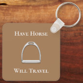 "Laat paarden reizen" Stirrup Iron Brown Sleutelhanger (Achterkant)