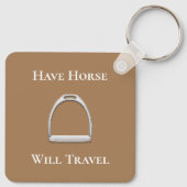 "Laat paarden reizen" Stirrup Iron Brown Sleutelhanger (Achterkant)