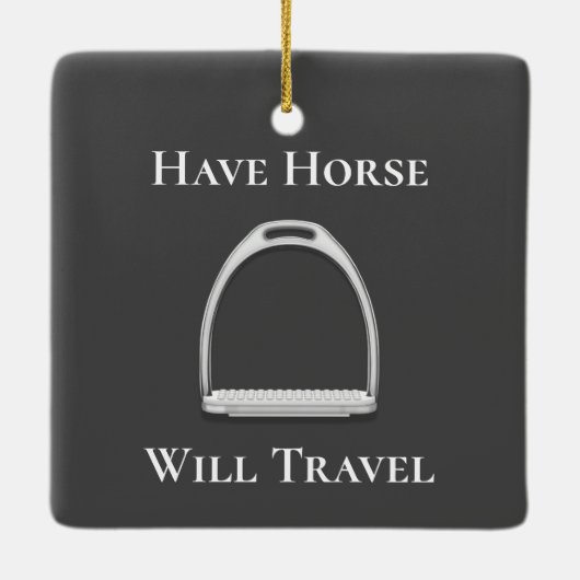 "Laat paarden reizen" Stirrup Iron Grey Keramisch Ornament (Achterkant)