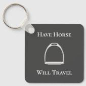 "Laat paarden reizen" Stirrup Iron Grey Sleutelhanger (Voorkant)