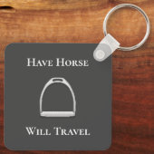 "Laat paarden reizen" Stirrup Iron Grey Sleutelhanger (Achterkant)