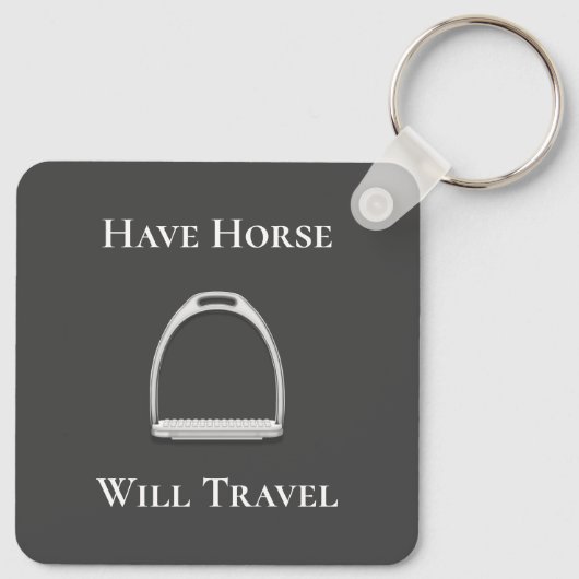 "Laat paarden reizen" Stirrup Iron Grey Sleutelhanger (Achterkant)
