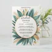 Laat Palm Tree Beach groen en goud Vrijgezellenfee Kaart (Staand voorkant)