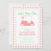 Laat Par T-shirt Golf Roze Geruite Verjaardag Kaart (Voorkant)