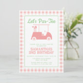 Laat Par T-shirt Golf Roze Geruite Verjaardag Kaart (Staand voorkant)