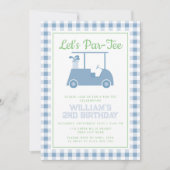 Laat Par T-shirt Golfblauw geruit verjaardag Kaart (Voorkant)