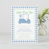 Laat Par T-shirt Golfblauw geruit verjaardag Kaart (Staand voorkant)