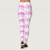 Laat partij heet roze neon script patroon wit leggings (Achterkant)