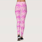 Laat partij heet roze neon scriptpatroon leggings (Achterkant)