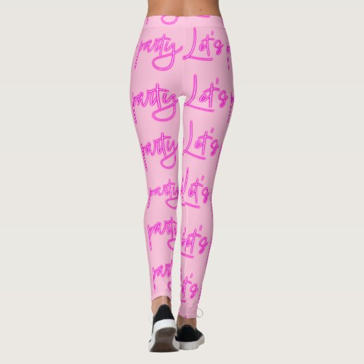 Laat partij heet roze neon scriptpatroon leggings (Achterkant)