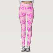 Laat partij heet roze neon scriptpatroon leggings (Voorkant)