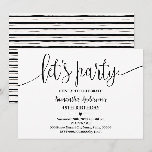 Laat partij minimalistisch elke leeftijd verjaarda kaart (Voorkant / Achterkant)