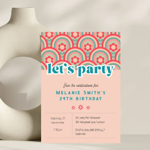Laat Party Retro bloem kind verjaardag uitnodiging