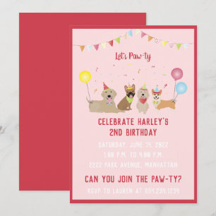 Laat Pawty Birthday Party-honden Kaart