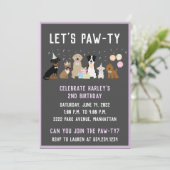Laat Pawty Birthday Party-honden Kaart (Staand voorkant)