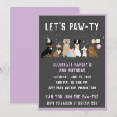 Laat Pawty Birthday Party-honden Kaart (Voorkant / Achterkant)