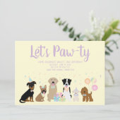 Laat Pawty Birthday Party-honden Kaart (Staand voorkant)