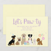 Laat Pawty Birthday Party-honden Kaart (Voorkant / Achterkant)