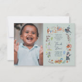 Laat Pawty Blue Dog Puppy Verjaardagsfeestje Bedankkaart (Voorkant)