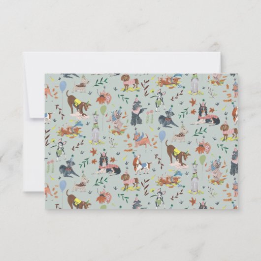 Laat Pawty Blue Dog Puppy Verjaardagsfeestje Bedankkaart (Achterkant)